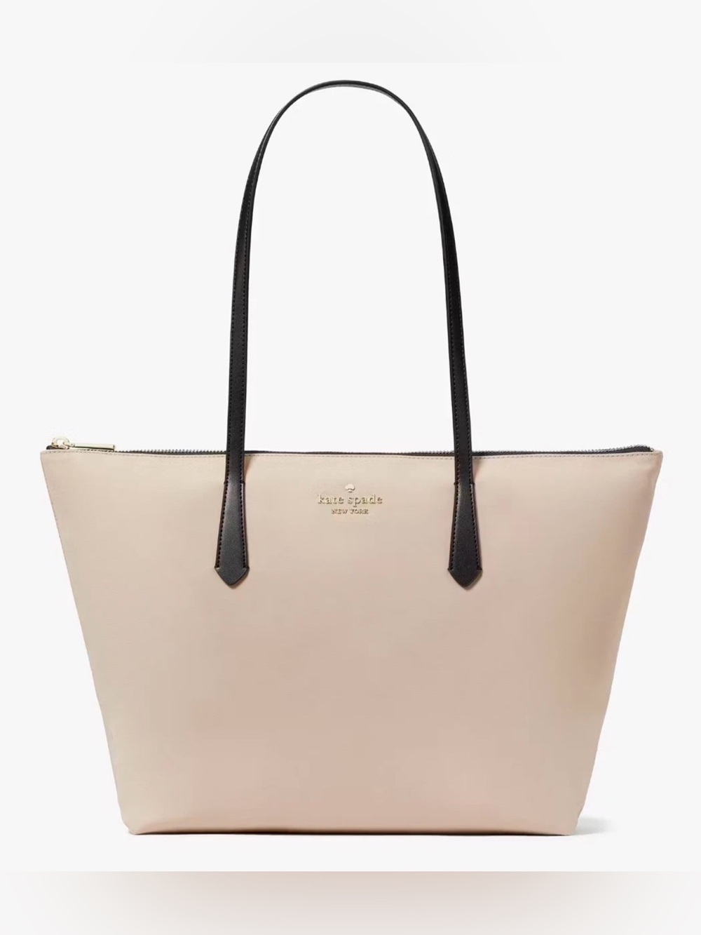 Kate Spade Kitt Colorblock KSNY Medium Tote Warm Beige Black EUC